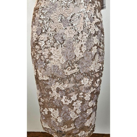 Alex Evenings Womens Elegant Pink Rose Sequined Zip Dress Party Wedding Size 6 - Picture 9 of 12